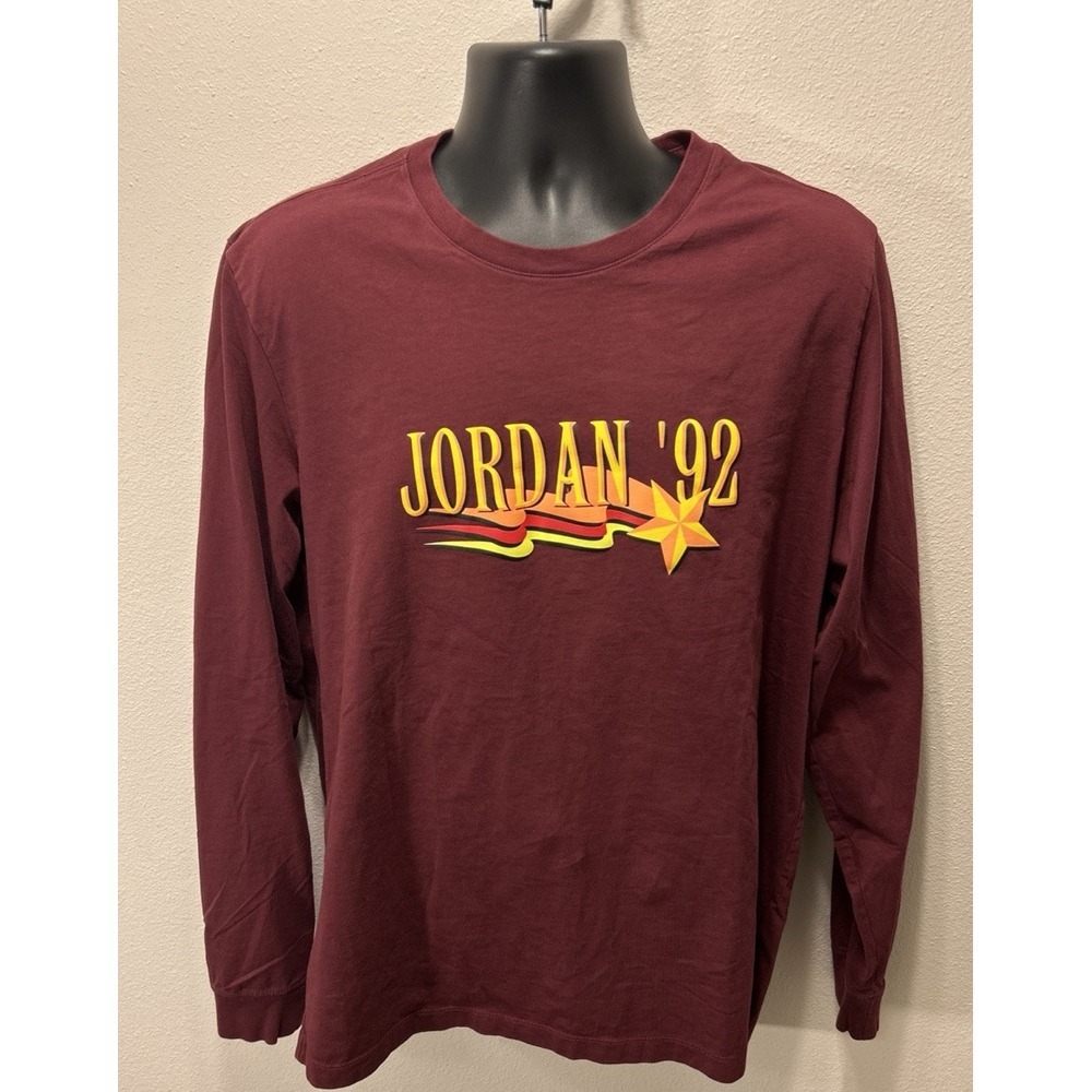 VTG  Nike Air Jordan Brand '92 Men's XL Cherrywood Red LS T-shirt RARE‎ Retro